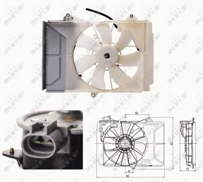 Ventilator radiator Dreapta (cu carcasa) potrivit TOYOTA YARIS 1.0 1.4D 1.5 04.99-11.05