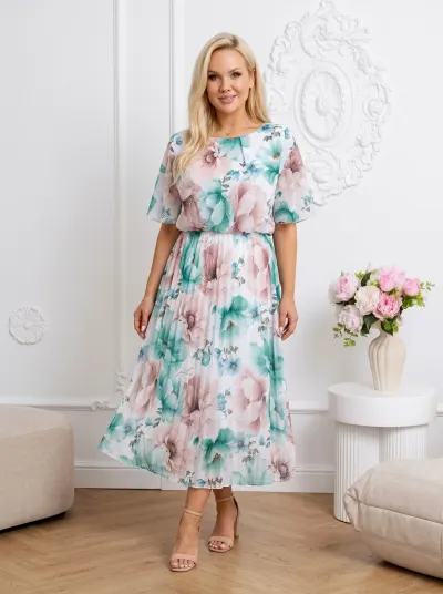 Rochie midi din voal plisat cu i...