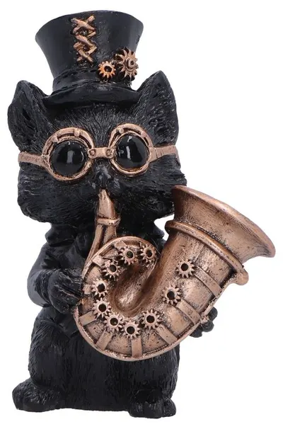 Statuetă Nemesis Now Adult: Gothic - Music Meowstro (Horn), 10 cm