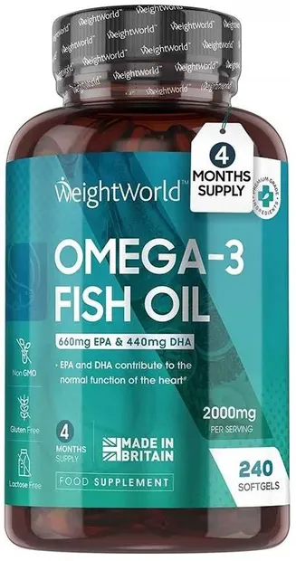 Omega-3 Fish Oil, 240 capsule gelatinoase moi, Weight World