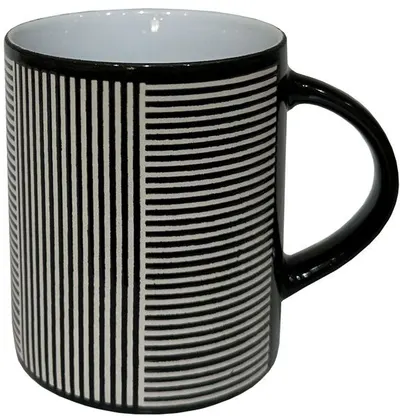 Ceaşcă Maison - Lines, 330 ml, alb-negru