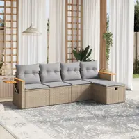 Gossi set canapele de gradina, 5 piese, cu perne, bej, poliratan