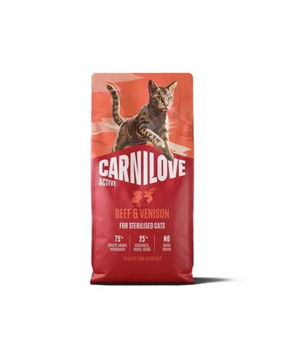 Hrană pisici sterilizate CARNILOVE Active Cat Beef and Venison Sterilised 6 kg vită și vânat