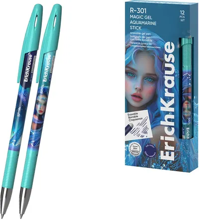 Pix cu gel ștergibil Erich Krause R-301 - Aquamarine, 0.5 mm, sortiment