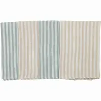 Set 4 lavete, Bubaba, Din muselina, Dimensiune 40x40 cm, Pentru spalarea si ingrijirea fetei si a corpului bebelusului dupa masa sau baita, Green Stripes