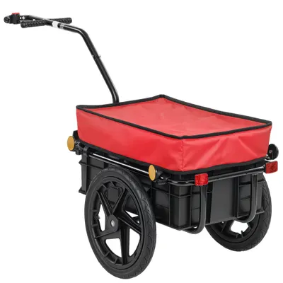 HOMCOM Remorcă pentru bicicletă 40 kg Husă din material Oxford cu reflectoare și cadru din oțel 144x59x80 cm Roșu și Negru | Aosom Romania