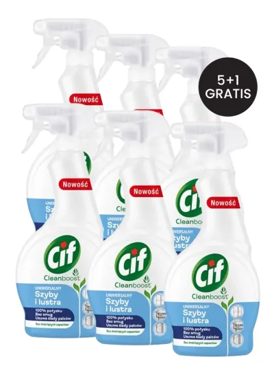 PROMO 5+1 GRATIS Cif Solutie curatat geamuri cu pompa 500 ml Cleenboost