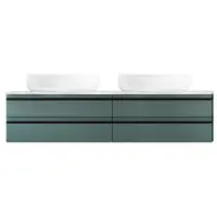 Dulap baie suspendat Kolpasan Alexis 150 cm, pentru doua lavoare pe blat, verde mat