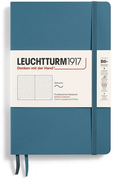 Caiet Leuchtturm1917 Paperback - B6+, albastru deschis, pagini cu puncte, copertă moale
