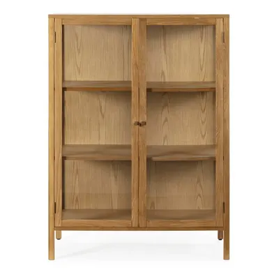 Vitrină în culoare naturală cu aspect de lemn de stejar 90x126x40 cm Ceci – MOME