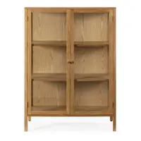 Vitrină în culoare naturală cu aspect de lemn de stejar 90x126x40 cm Ceci – MOME