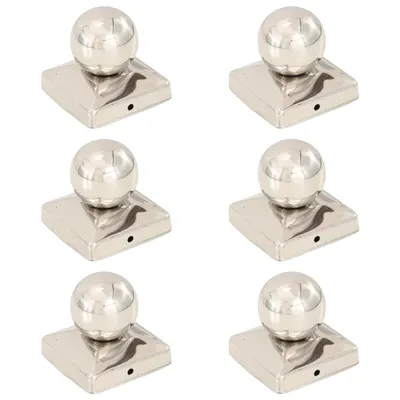 vidaXL Capace stâlpi tip glob, 6 buc., 81x81 mm, oțel inoxidabil