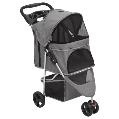Gossi carucior pliabil pentru caini, gri, 80x46x98 cm tesatura oxford