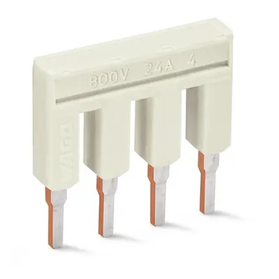 Push-in type jumper bar; insulated; 4-way; Nominal current 25 A; light gray
