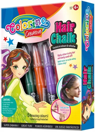 Set pasteluri pentru păr Colorino Creative - Pentru fete, 5 culori
