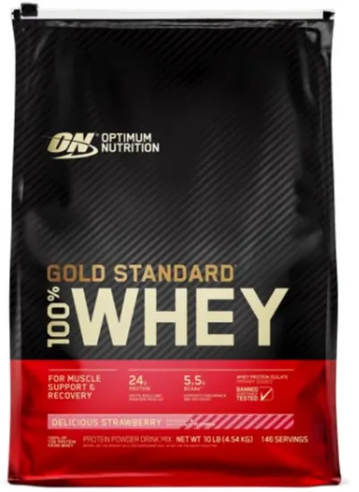 Gold Standard 100% Whey, căpșună, 4.54 kg, Optimum Nutrition