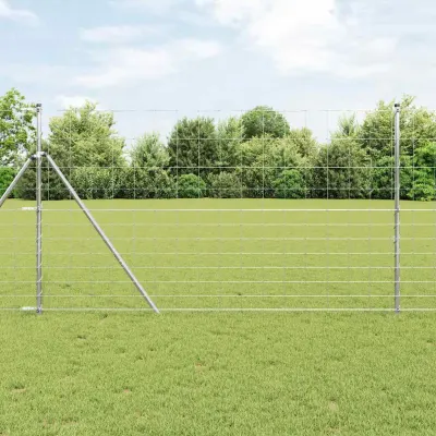 vidaXL Gard din plasă sudată pentru fixare în sol 50 x 1,4 m Argintiu