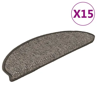 vidaXL Covorașe autoadezive de scări 15 buc. gri/bej 65x21x4cm sisal