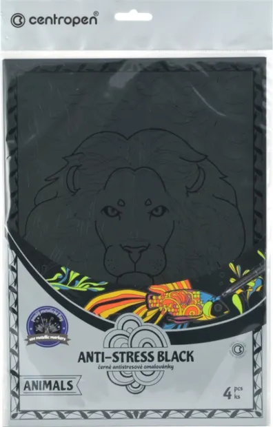Imagini de colorat antistres Centropen - Animale, 4 buc.