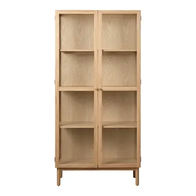 Vitrină în culoare naturală din lemn masiv de stejar 190x90 cm Elba – Unique Furniture