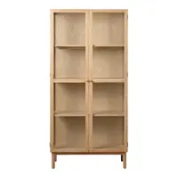 Vitrină în culoare naturală din lemn masiv de stejar 190x90 cm Elba – Unique Furniture
