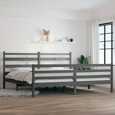 vidaXL Cadru de pat, 200x200 cm, lemn masiv de pin, gri