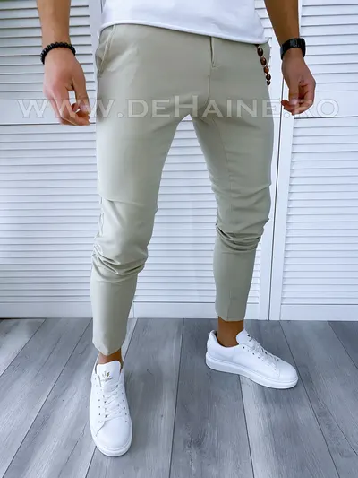 Pantaloni barbati casual regular fit bej B1743 H7-1