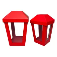 Set 2 cutii în formă de felinar cu capac - roșu - Default Title