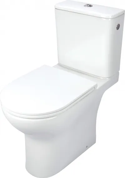 Vas wc compact, alb, fara bordura, capac cu spaaare turbionara, Deante Jasmin