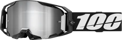 Ochelari cross atv 100% Armatic, lentila oglinda argintie, culoare rama negru