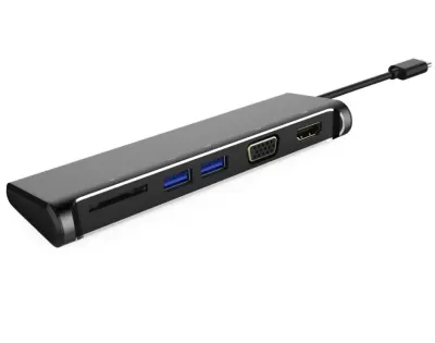 Docking station USB-C la 4K HDMI + VGA + cititor de carduri SD + 2 x USB 3.0, KU31DOCK11