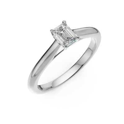Inel de logodna din platina cu un diamant emerald solitaire de 0.4ct