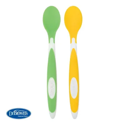 Set 2 lingurite Dr.Brown Soft Tip cu varf moale , Fara BPA, Sigure pentru gingiile bebelusilor, Potrivit pentru sterilizare si curatare