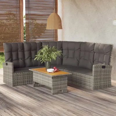 Gossi set mobilier de gradina cu perne, 2 piese, gri, poliratan