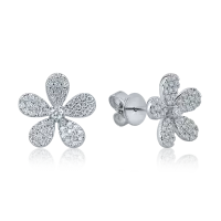 Cercei floare din aur alb cu diamante de 0.4ct