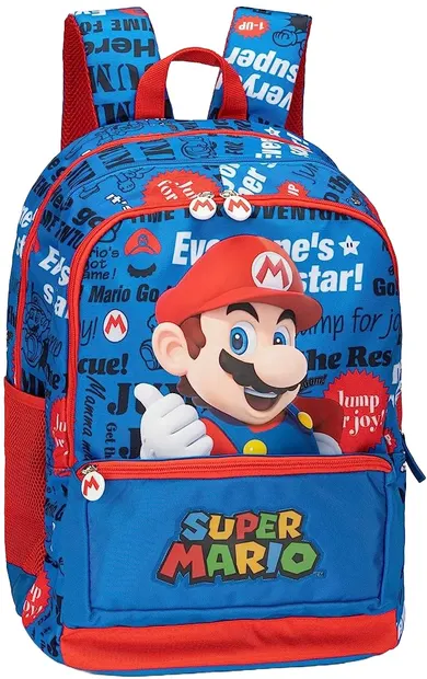 Ghiozdan școlar școlar Panini Super Mario - Albastru, 2 compartimente