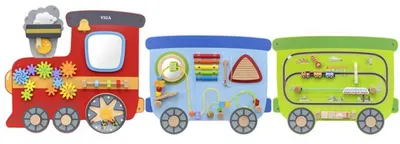 Placă activă din lemn Viga Toys - Tren, pentru perete