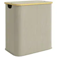 HOMCOM Coș pentru rufe dublu pliabil 80 l coș pentru rufe murdare cu capac, mânere canelate, bej | Aosom Romania