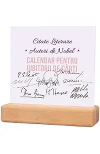 Calendar permanent de birou cu suport de lemn: Autori de Nobel