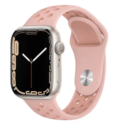 Curea Sport perforata pentru Apple Watch, Silicon, Roz Oxford - 44/45/46/49 mm , Medie Engros