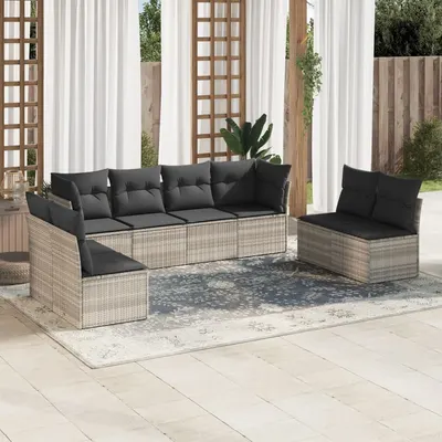 Gossi set mobilier de gradina cu perne, 8 piese gri deschis poliratan