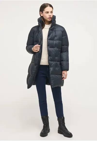 Jacheta Dama - Heidi Mid Puffer - Regular Fit - Design Clasic - Maneci Lungi - 2 Buzunare - Cu Fermoar - Bumbac - Negru - Negru