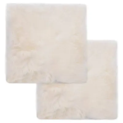 vidaXL Pernuțe de scaun, 2 buc, alb, 40x40 cm, piele naturală de oaie