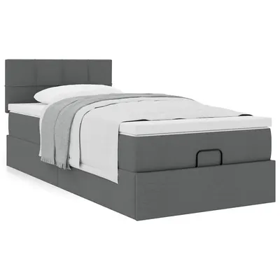 Gossi cadru pat otoman cu saltea tesatura gri inchis 90x200 cm
