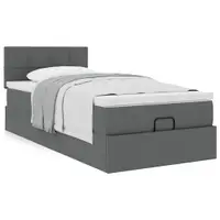 Gossi cadru pat otoman cu saltea tesatura gri inchis 90x200 cm
