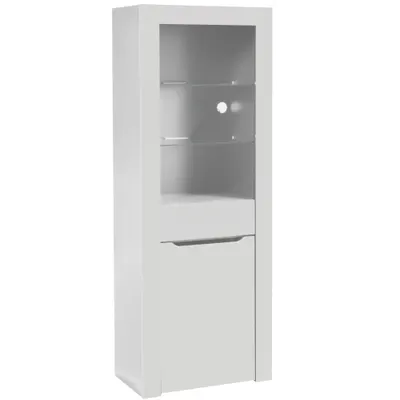 Comodă Modernă cu Lumini LED și Rafturi, Ideală pentru Bucătărie, Living și Birou, 60x35,5x165 cm, Albă