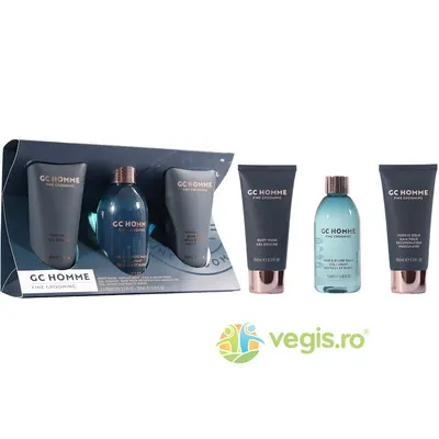 Set Cadou Daily Essentials GC Homme Fine Grooming Gel de Dus 100ml + Sampon pentru Par si Barba 100ml + Spuma de Baie 100ml