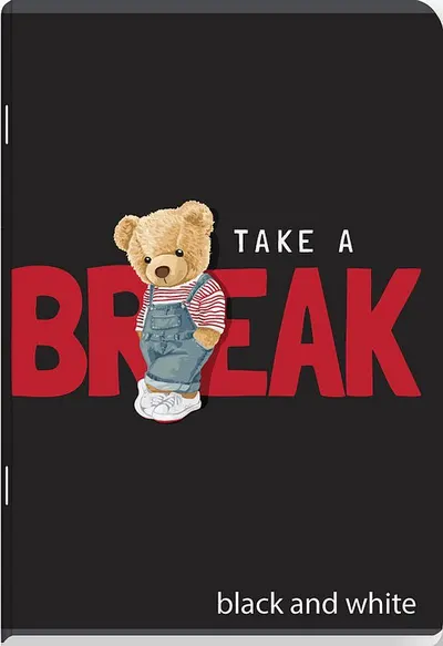 Caiet Black&White Bear - A5, 40 de file, dictando, model asortat