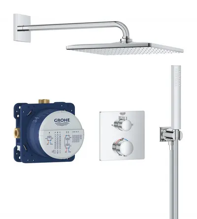 Sistem de dus Grohe Precision 34881000, 1/2 inch, incastrat, termostat, 310 mm, 1 functie, Crom