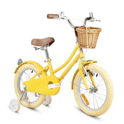 Bicicleta cu roti ajutatoare si cos, Rizz Jr, 16 inch, Yellow